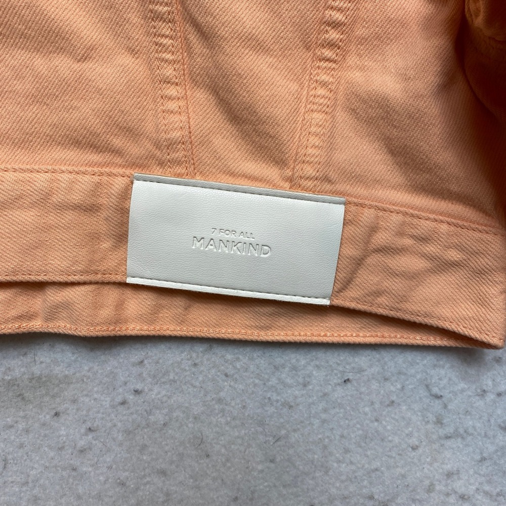 7 For All Mankind Jacket Womens M Peach Cropped Puff Sleeve Button Down - Picture 10 of 10